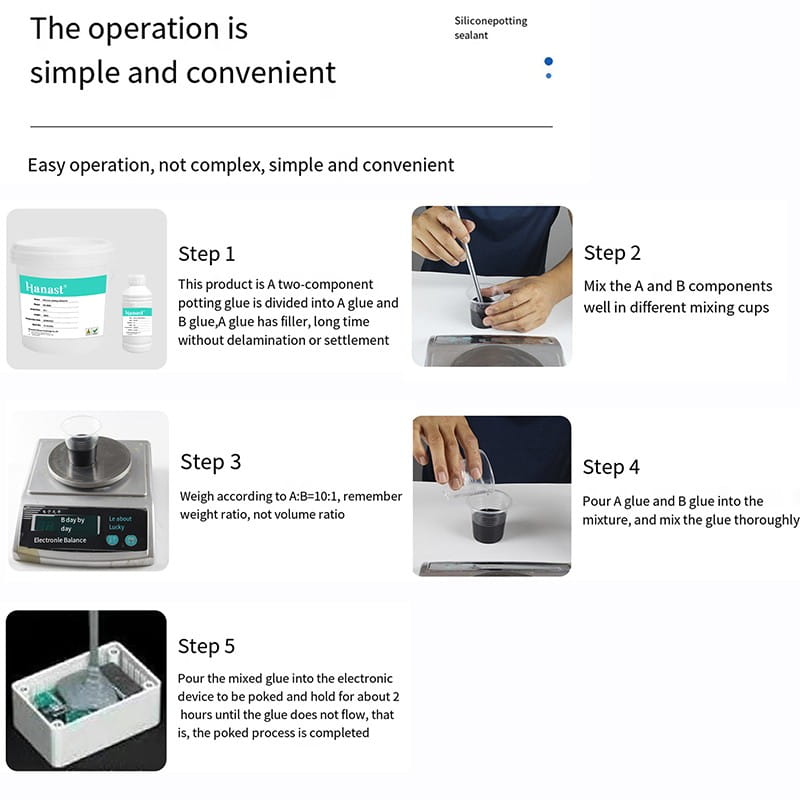 Two-Component 10:1 Silicone Encapsulant Waterproof RTV-2 Slicone Potting Rubber Potting Material For LED Driver