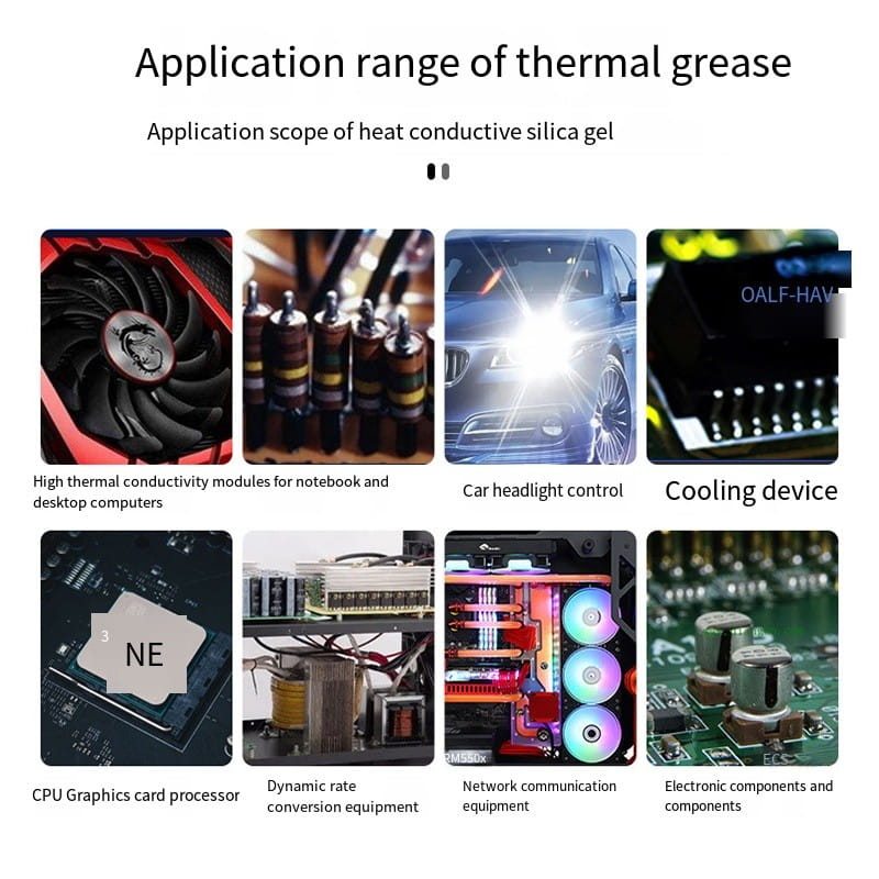 thermal conductive materials, such as silicone, grease silicone, thermal paste,